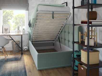 Кровать Nuvola Sabina угловая Velutto 14 (с подъемным механизмом) 120х190